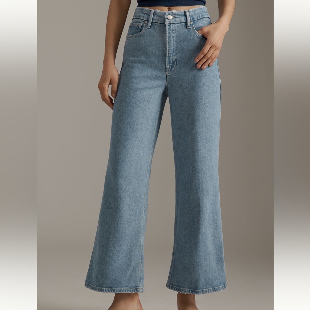 Good American Good Skate Soft-Tech High-Rise Crop Wide-Leg Jeans - Picture 2 of 8